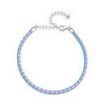 Bratara din argint Blue/Pink Leather