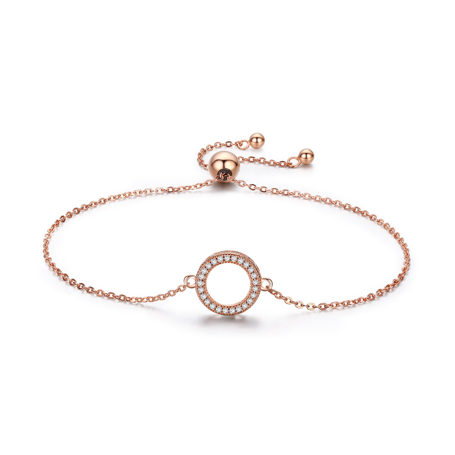 bratara-din-argint-rose-gold-shiny-circle-82327-4 Bratara din argint Rose Gold Shiny Circle - imagine 1