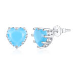 Cercei din argint Blue Matte Crystal Heart