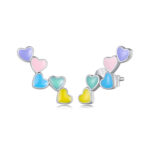 Cercei din argint Dancing Colorful Hearts