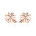 Cercei din argint Four Leaf Golden Clover