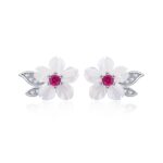 Cercei din argint Glamour White Flowers