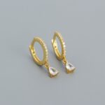 Cercei din argint Golden Studded Hoops