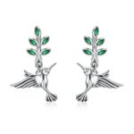 Cercei din argint Green Hummingbird