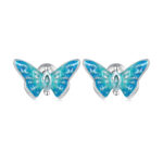 Cercei din argint Light Blue Butterflies