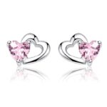 Cercei din argint Little Pink Hearts