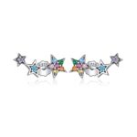 Cercei din argint Multicolored Stars