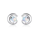 Cercei din argint Opal Moon and Stars silver