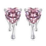 Cercei din argint Pink Droplet Heart