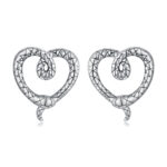 Cercei din argint Silver Snake Hearts
