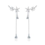 Cercei din argint Sparkling Chain Flowers