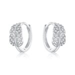 Cercei din argint Sparkling Leaves Hoops