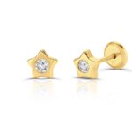 Cercei din aur 14K pentru copii Small Stars and Crystal