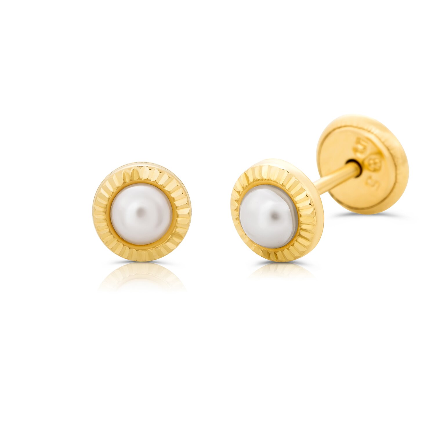cercei-din-aur-14k-pentru-copii-striped-circle-and-small-pearl-165114-4 Cercei din aur 14k pentru copii, Striped Circle and Small Pearls - imagine 1