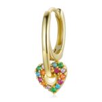 CERCEL din argint Golden Rainbow Heart