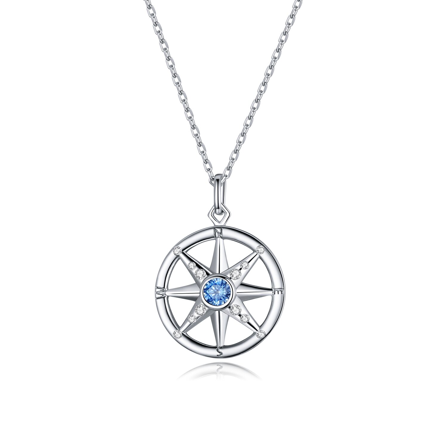colier-din-argint-blue-crystal-compass-92704-4 Colier din argint Blue Crystal Compass - imagine 1