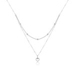 Colier din argint Double Chain Simple Heart