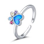 Inel reglabil din argint Colorful Paw