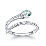 Inel reglabil din argint Crystal Snake