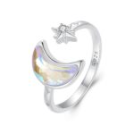 Inel reglabil din argint Misterious Moon and Star