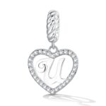 Talisman din argint Heart Letter U