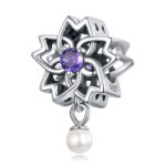 Talisman din argint Purple Crystal Flower