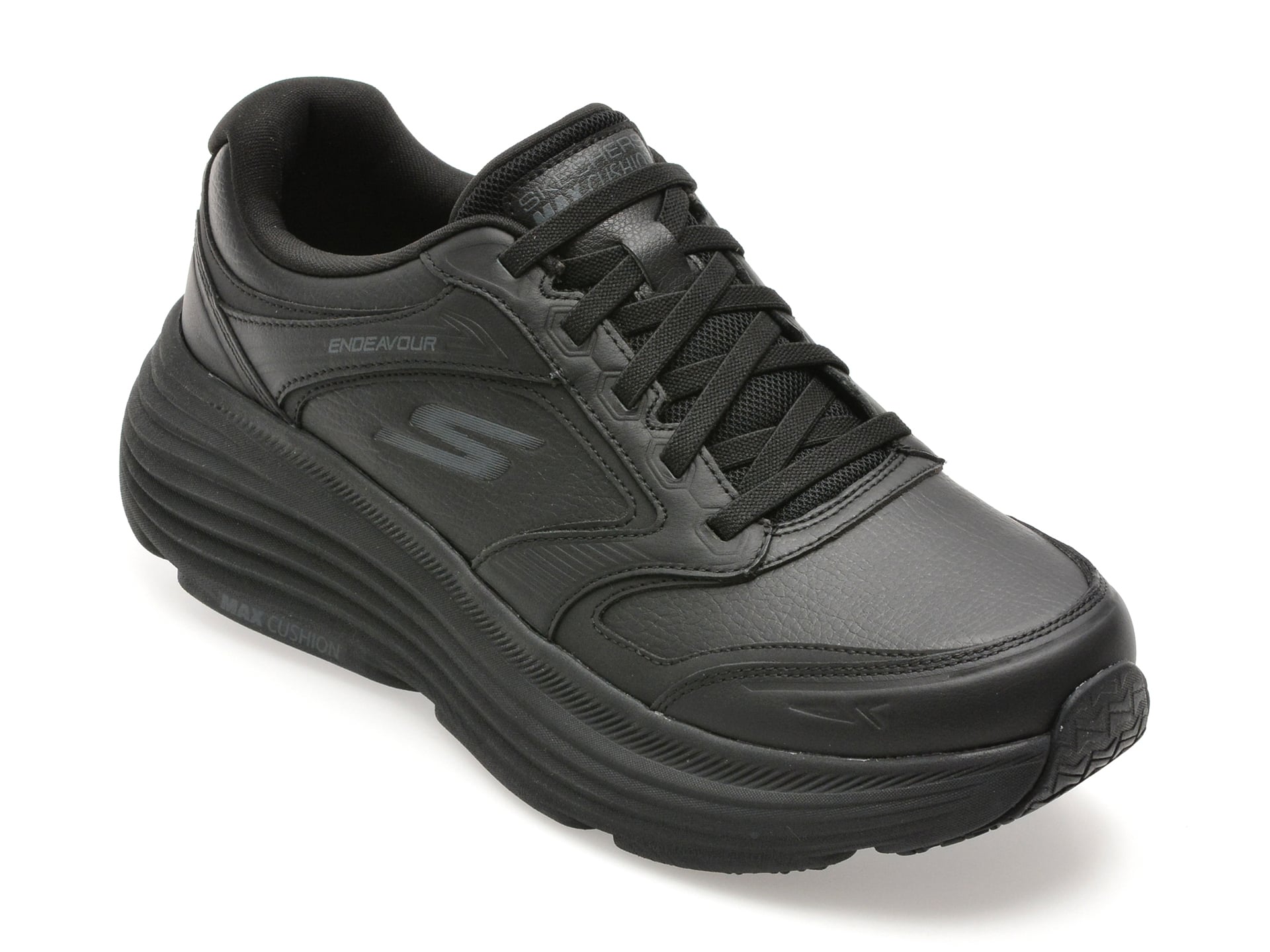 003015ca0b2873aa9bdd3537097edbbfe7fa9659a23968af389ee27d8526702f Pantofi sport SKECHERS negri, MAX CUSHIONING ENDEAVOUR, din piele naturala - imagine 1