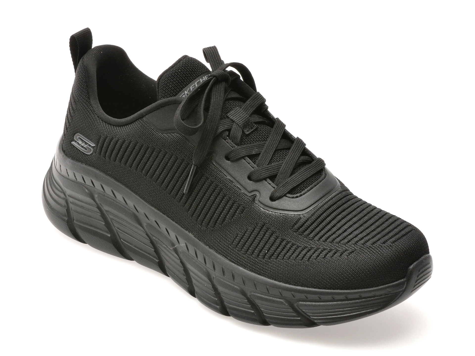 051f67a675ce47400c435aaca09291b8768a8f233bf3bd09556a10462c716a91 Pantofi sport Dama SKECHERS negri, BOBS B FLEX HI, din material textil - imagine 1