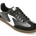Pantofi sport Dama SKECHERS alb-negru, HOTSHOT, din piele naturala