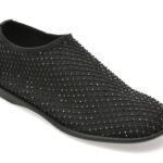 Pantofi dama EPICA negri, W475, din material textil