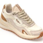 Pantofi sport Dama PEPE JEANS bej, LS60035, din material textil si piele naturala