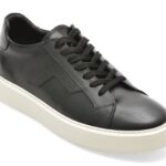 Pantofi sport BITE THE BULLET negri, WB008, din piele naturala lacuita