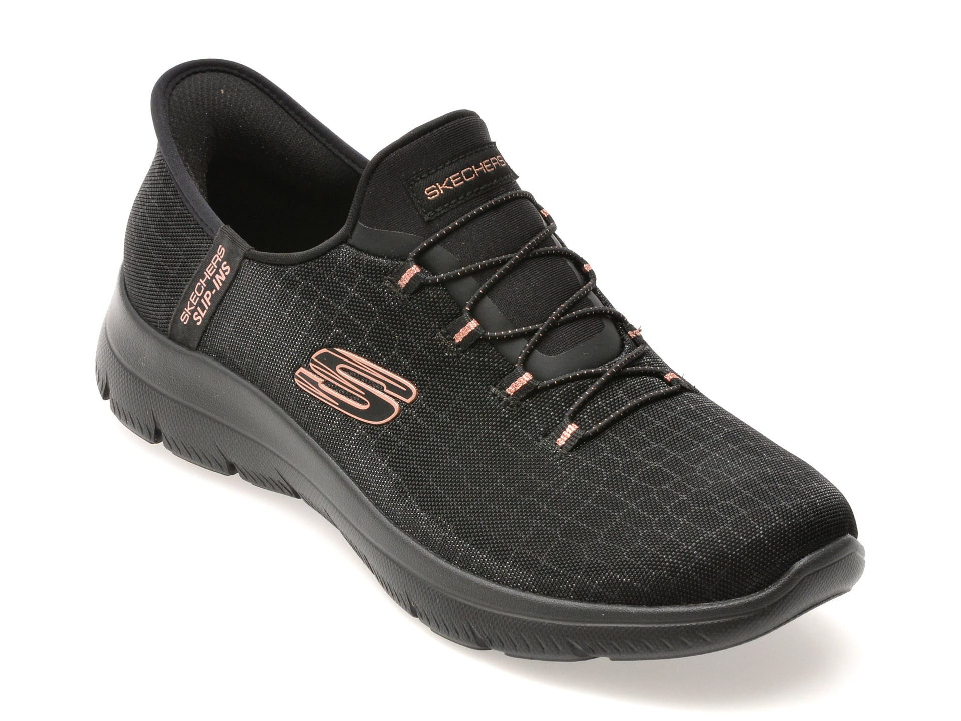0d9449b2b303c7c9b0b67e6b6758a24dc130a802cc342abbb4edaf5eca7a3b2a Pantofi sport Dama SKECHERS negri, SUMMITS, din material textil - imagine 1
