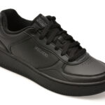 Pantofi sport Dama SKECHERS negri, SPORT COURT 2.0, din piele ecologica