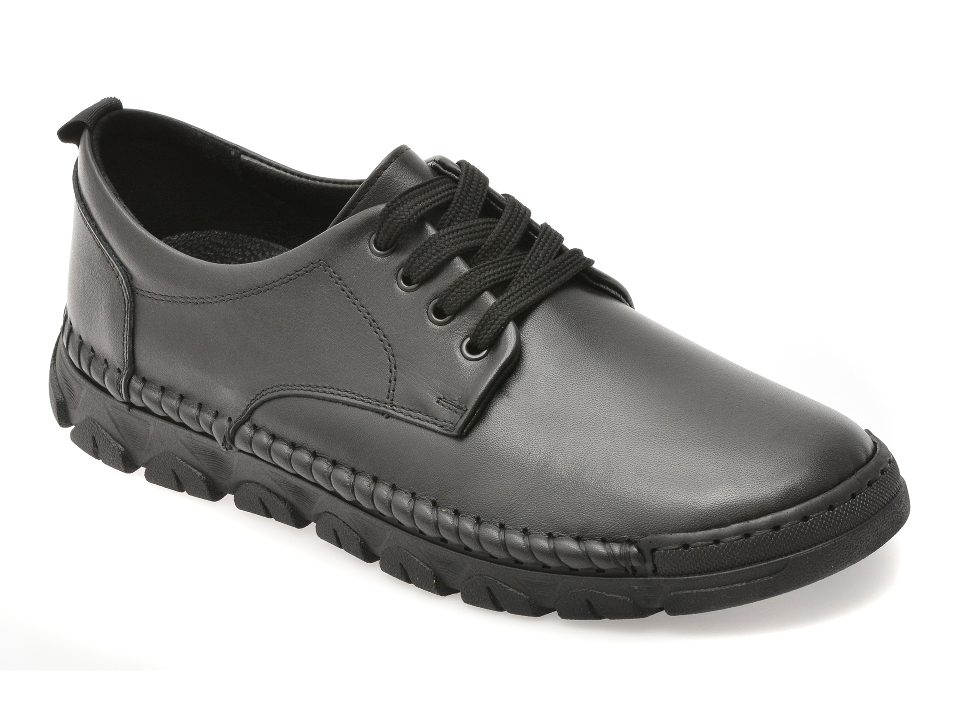 23f3203c973ce01696195a97aa28b3485e6c2770cd95dad5d856676f7ec4f62d Pantofi OTTER negri, DD1106, din piele naturala - imagine 1