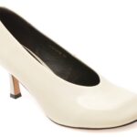 Pantofi dama eleganti EPICA albi, 639801, din piele naturala lacuita