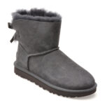 Ghete Femei UGG gri, MINI BAILEY BOW II, din piele intoarsa