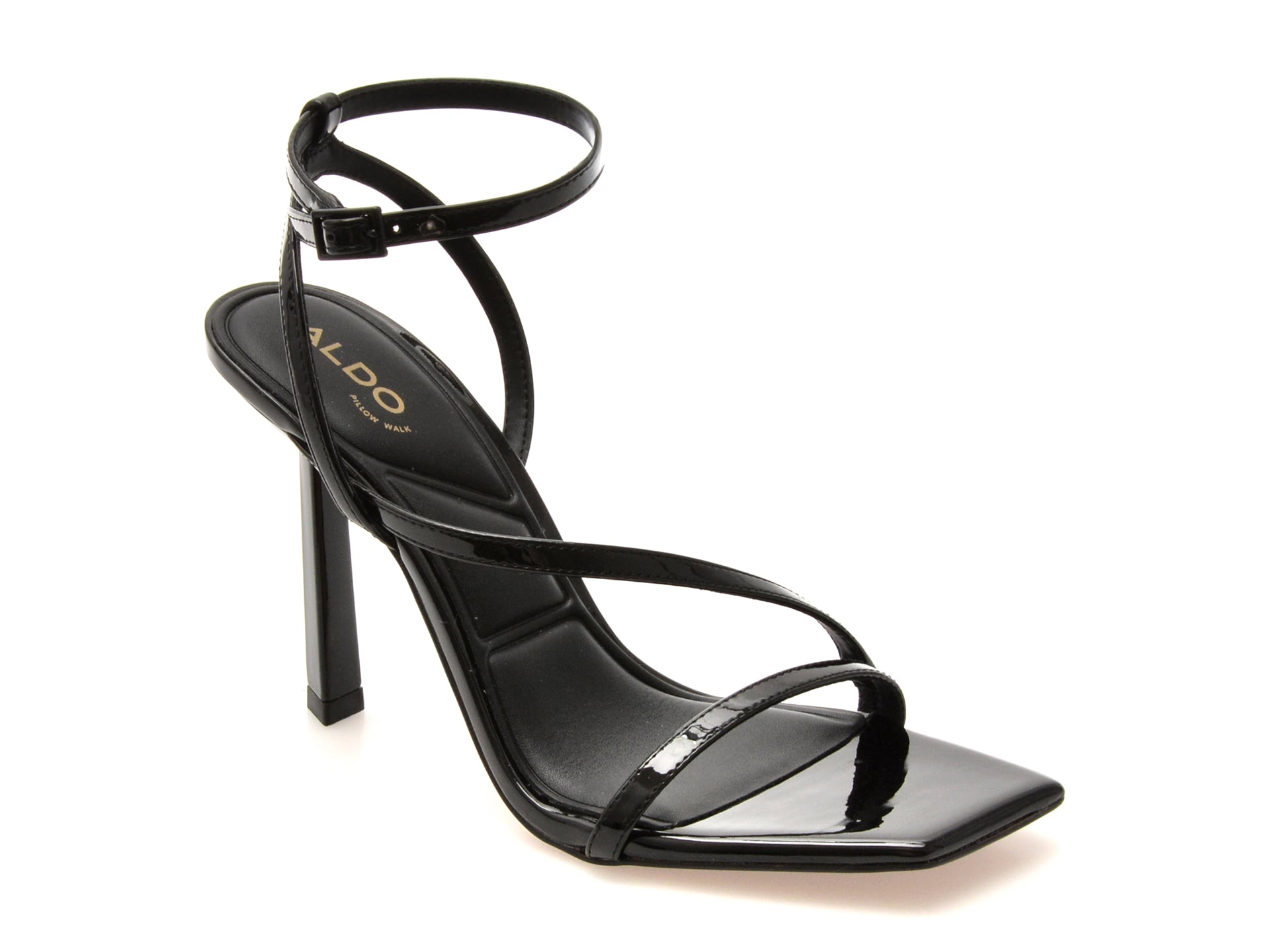 27097b14de44173136bdce5bbeeba0589906feed77f53de99e1d5e847f2f8f5c Sandale elegante ALDO negre, SCINTILLA 001, din piele ecologica lacuita - imagine 1