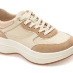 Pantofi sport Dama GEOX bej, D65WTD, din material textil si piele naturala