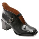 Botine elegante EPICA negre, E227, din piele naturala lacuita