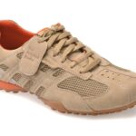 Pantofi sport GEOX bej, U55MNA, din material textil si piele naturala