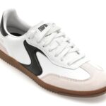 Pantofi sport Dama SKECHERS alb-negru, HOTSHOT, din piele ecologica