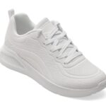 Pantofi sport Dama SKECHERS albi, BOBS BUNO, din piele ecologica
