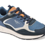 Pantofi sport PEPE JEANS albastri, MS60004, din material textil si piele naturala
