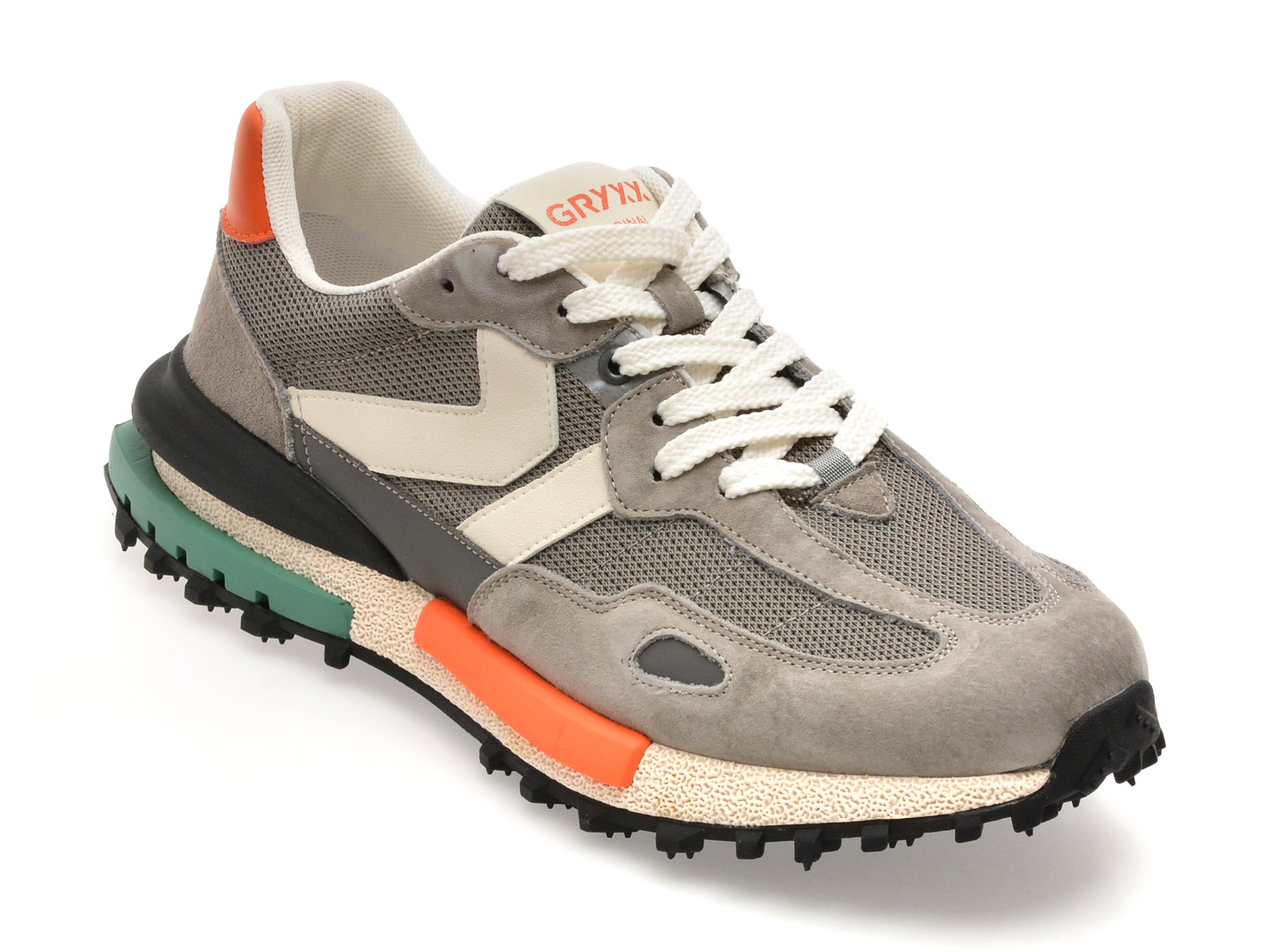 38b8a7fac720047c12c8f25e4cfb98a408550b2e380ce3bfa523e14bc88f8ecd Pantofi sport GRYXX gri, 35021, din material textil si piele naturala - imagine 1