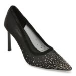 Pantofi dama eleganti FLAVIA PASSINI negri, H2310, din material textil si piele naturala