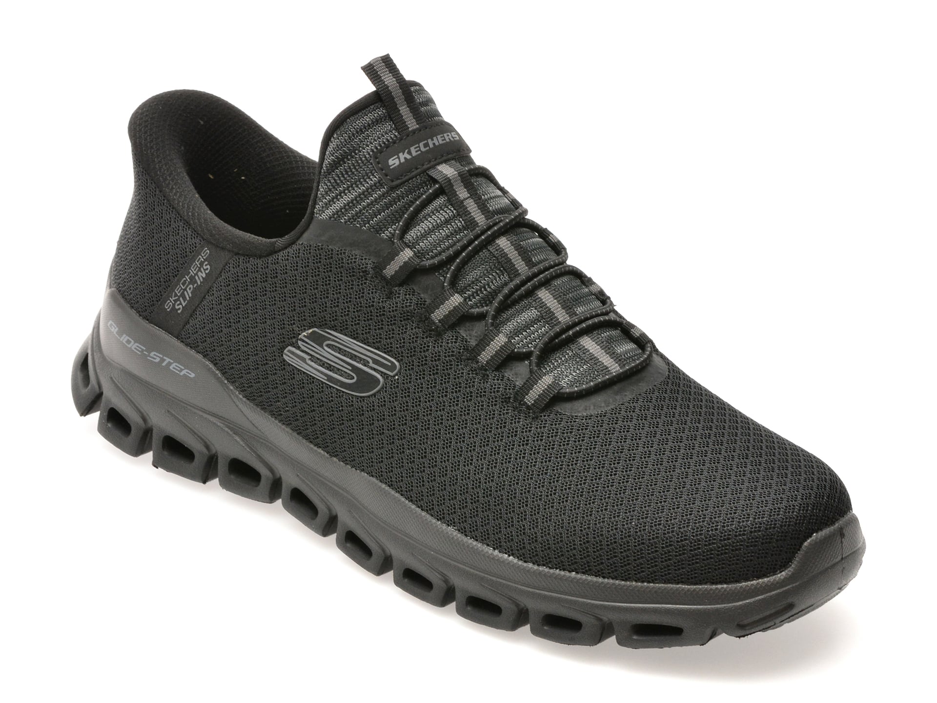3bfd3b930713b1f27685f4f9a70569c9b6fb5ce37dcc6cf9bca8418be04f9818 Pantofi sport SKECHERS negri, GLIDE-STEP, din material textil - imagine 1