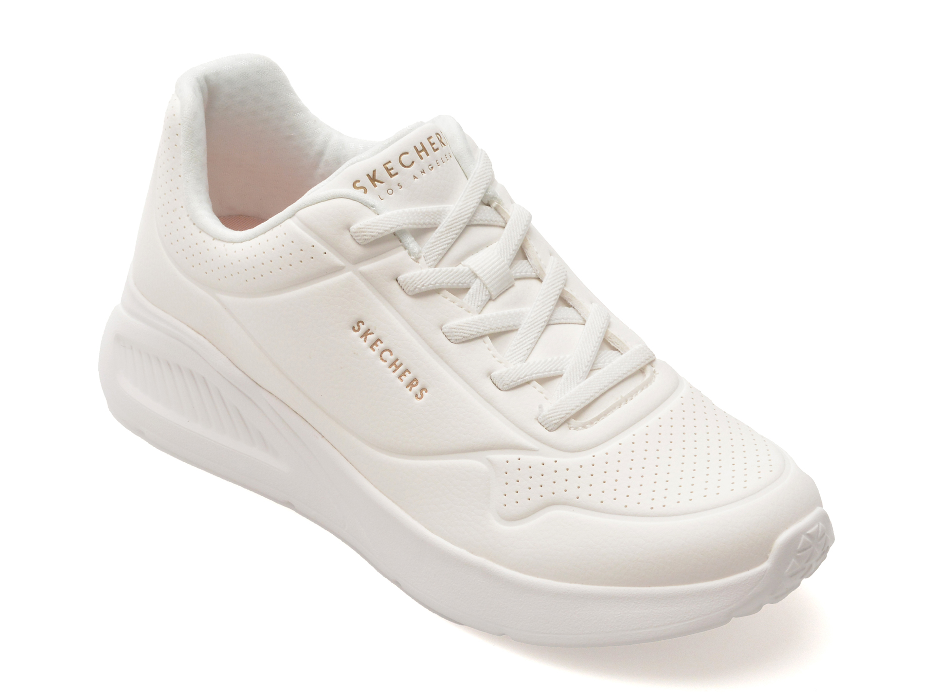 430b7514517efe36a95df71acc836b6239b1cc41e9cb0b73a1a552357935536f Pantofi sport Dama SKECHERS albi, UNO LITE, din piele ecologica - imagine 1