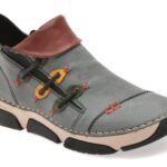 Ghete RIEKER gri, 45983, din piele ecologica