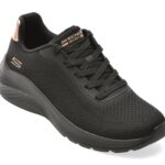 Pantofi sport Dama SKECHERS negri, BOBS SQUAD WAVES, din material textil